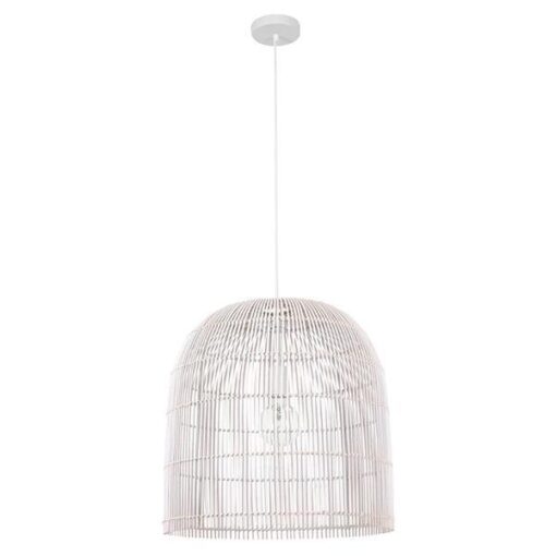 ΦΩΤΙΣΤΙΚΟ ΚΡΕΜΑΣΤΟ ΜΟΝΟΦΩΤΟ  Ε27 MAX 60W D500X500 RATTAN ΛΕΥΚΟ EUROLAMP – 144-33016