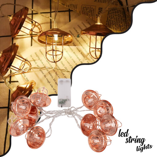 79807 Διακοσμητική Γιρλάντα Bronze Lamp 2 Μέτρα με Διακόπτη On/Off – 10 LED 1W με Μπαταρίες 2xAA & Διάφανο Καλώδιο IP20 Θερμό Λευκό 2700K Μ2m