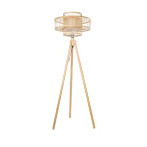 GloboStar® POPPY 01989 Boho Επιδαπέδιο Φωτιστικό Μονόφωτο 1 x E27 IP20 Μπεζ Ξύλο – Μ58 x Π58 x Υ149cm