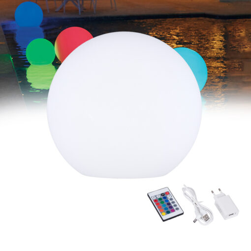 GloboStar® 85825 Ακρυλικό Φωτιστικό Μπάλα Εξωτερικού Χώρου – Πισίνας LED Globe 10W Φ40 Επαναφορτιζόμενο Μπαταρίας με Καλώδιο USB – Φορτιστή και Ασύρματο Χειριστήριο IR Αδιάβροχο IP65 Πολύχρωμο RGBW