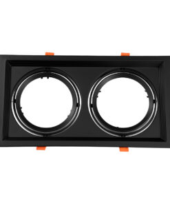 GloboStar® VITA 77855 Χωνευτό Κινούμενο Διπλό Τετράγωνο Σποτ Οροφής για Λάμπα AR111 – IP20 – Χυτό Αλουμίνιο – M33.5 x Π17.5 x Y5.5cm – Μαύρο – 5 Χρόνια Εγγύηση