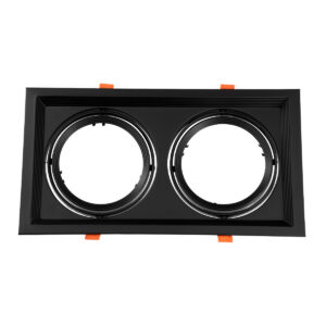 GloboStar® VITA 77855 Χωνευτό Κινούμενο Διπλό Τετράγωνο Σποτ Οροφής για Λάμπα AR111 – IP20 – Χυτό Αλουμίνιο – M33.5 x Π17.5 x Y5.5cm – Μαύρο – 5 Χρόνια Εγγύηση