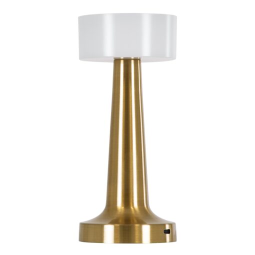 GloboStar® NANNA 76475 Μοντέρνο Επιτραπέζιο Φωτιστικό Πορτατίφ LED 1.5W 105lm 120° DC 5V Επαναφορτιζόμενο με Μπαταρία Li-ion 1800mAh – Διακόπτη Αφής με 3 Εναλλαγές Φωτισμού CCT Θερμό – Φυσικό – Ψυχρό 1500K – 4500K – 6000K Dimmable – D9 x 21cm – Χρυσό