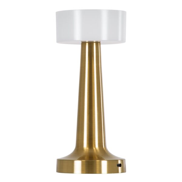 GloboStar® NANNA 76475 Μοντέρνο Επιτραπέζιο Φωτιστικό Πορτατίφ LED 1.5W 105lm 120° DC 5V Επαναφορτιζόμενο με Μπαταρία Li-ion 1800mAh – Διακόπτη Αφής με 3 Εναλλαγές Φωτισμού CCT Θερμό – Φυσικό – Ψυχρό 1500K – 4500K – 6000K Dimmable – D9 x 21cm – Χρυσό