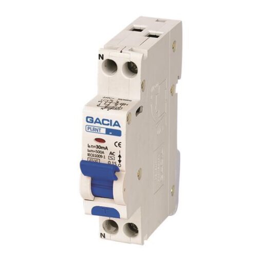 ΡΕΛΕ RCBO ΜΟΝΟΠΟΛΙΚΟ 10A 4,5KA 30mA 1P+N GACIA TYPE A EUROLAMP – 500-43511