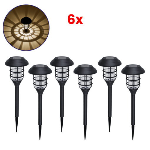 GloboStar® 85704 ΣΕΤ 6 Τεμαχίων Αυτόνομα Ηλιακά Φωτιστικά LED SMD 1W 100lm με Ενσωματωμένη Μπαταρία 250mAh – Φωτοβολταϊκό Πάνελ με Αισθητήρα Ημέρας-Νύχτας Αδιάβροχο IP65 Φανάρι Κήπου Στρογγυλό Θερμό Λευκό 3000K