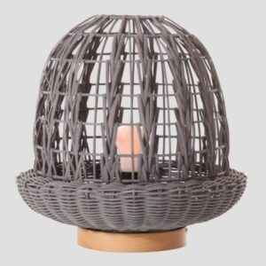 ΠΟΡΤΑΤΙΦ E27 ΒΑΣΗ ΞΥΛΟ & RATTAN Φ29×30 ΓΚΡΙ EUROLAMP 144-78000