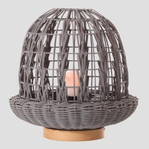 ΠΟΡΤΑΤΙΦ E27 ΒΑΣΗ ΞΥΛΟ & RATTAN Φ29×30 ΓΚΡΙ EUROLAMP 144-78000