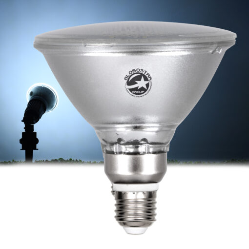 GloboStar® 60226 Λάμπα LED E27 PAR38 Κήπου Σκληρού Υάλου 18W 2000lm 60° AC 220-240V IP65 Φ12 x Υ13cm Ψυχρό Λευκό 6000K – 3 Years Warranty