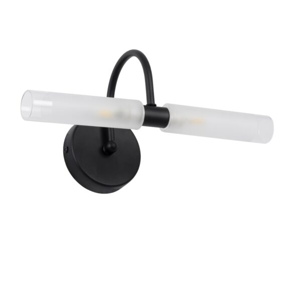 GloboStar® PAOLA 60416 Μοντέρνο Φωτιστικό Τοίχου – Απλίκα Καθρέπτη Μπάνιου – Πίνακα 2 x G9 270° AC 220-240V IP44 Μ31 x Π16 x Υ15cm – Μαύρο – 5 Years Warranty