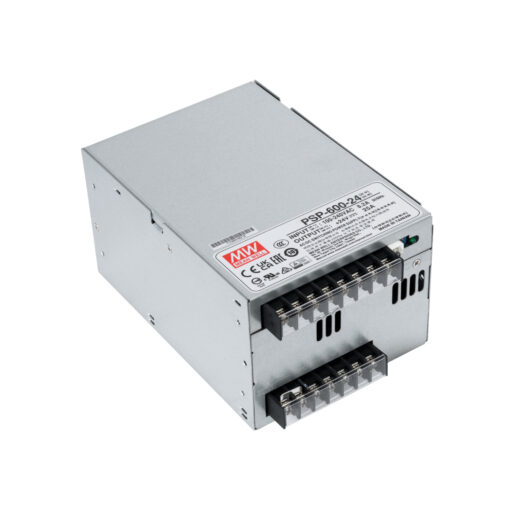 GloboStar® PSP-600-24 90791 MEANWELL Ρυθμιζόμενο Μεταλλικό Τροφοδοτικό PELV για Προϊόντα LED 600W 25A – AC 220-240V σε DC 24V – Ρυθμιζόμενο από 20VDC έως 26.4VDC – IP20 Μ17 x Π12 x Υ9.3cm – 3 Years Warranty