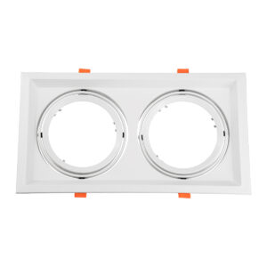 GloboStar® VITA 77854 Χωνευτό Κινούμενο Διπλό Τετράγωνο Σποτ Οροφής για Λάμπα AR111 – IP20 – Χυτό Αλουμίνιο – M33.5 x Π17.5 x Y5.5cm – Λευκό – 5 Χρόνια Εγγύηση