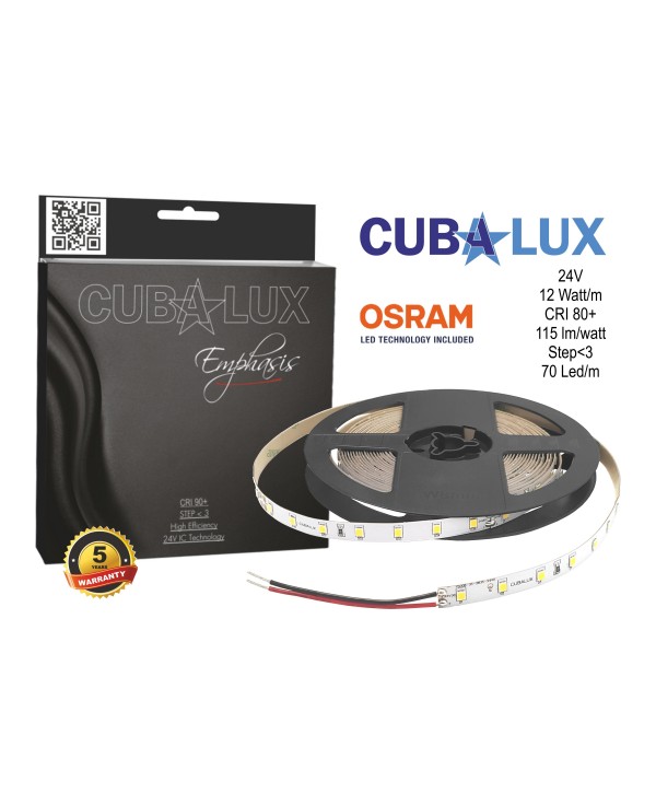 LED Ταινία 12W 24V CUBALUX Dimmable  1236lm/m  Θερμό 2700K 5 Μέτρα CL77-0033