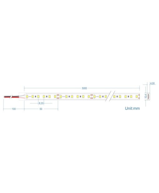 LED Ταινία 9.6W 24V CUBALUX Dimmable 988lm/m Αδιάβροχη IP67 Θερμό 2700K 5 Μέτρα CL77-0057