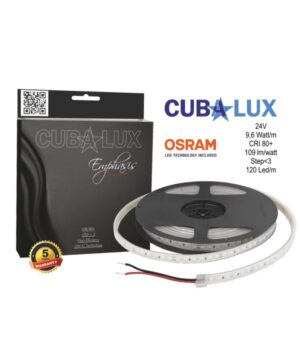 LED Ταινία 9.6W 24V CUBALUX Dimmable 988lm/m Αδιάβροχη IP67 Θερμό 2700K 5 Μέτρα CL77-0057