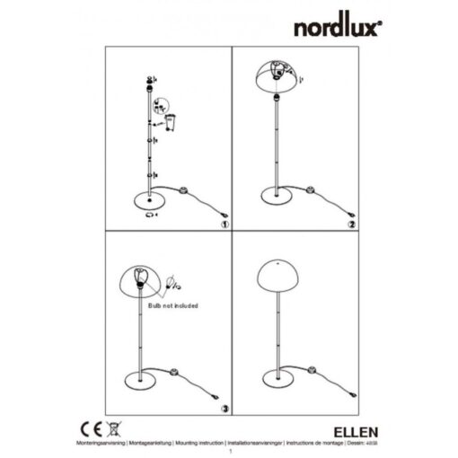 Nordlux Ellen 40 Φωτιστικό Δαπέδου Λευκό E27  Μεταλλικό –  48584001