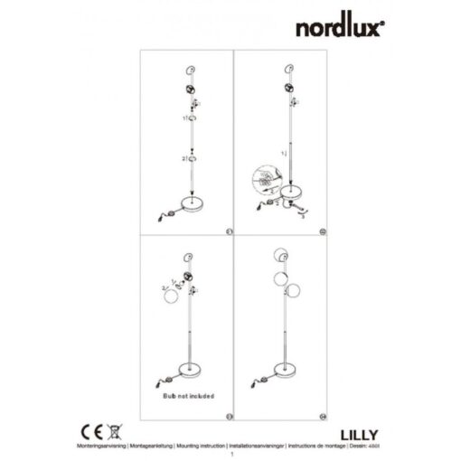 Nordlux Lilly Φωτιστικό Δαπέδου Μαύρο E14  Γυάλινο/Μεταλλικό –  48613003