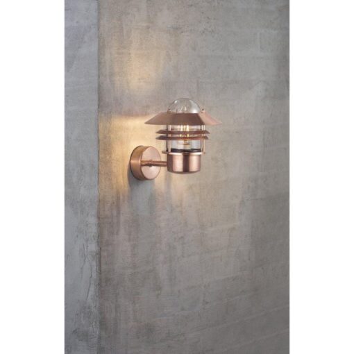 Nordlux Blokhus Up Φωτιστικό Τοίχου Χαλκός IP54 E27  Χαλκός/Γυαλί –  25011030