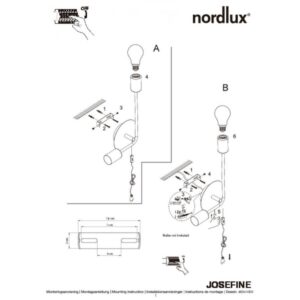 Nordlux Josefine Φωτιστικό Τοίχου Matt Μαύρο E27  Μεταλλικό –  48941003