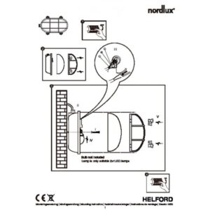 Nordlux Helford Φωτιστικό Τοίχου  Νικελ  E27  Ορείχαλκος/Γυάλινο –  49031055