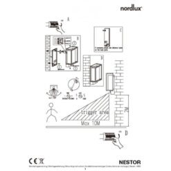 Nordlux Nestor Φωτιστικό Τοίχου Μαύρο IP44 LED 8W 2700K με Ανιχνευτή Κίνησης –  49051503