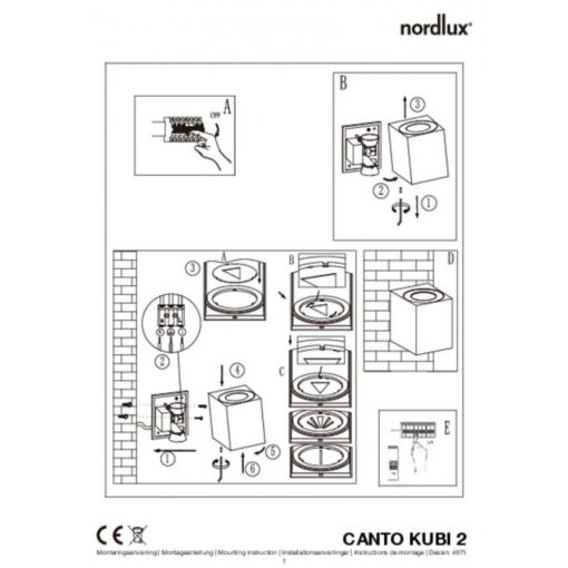Nordlux Canto Kubi 2 Φωτιστικό Τοίχου Inox LED 500lm Μεταλλικό –  49711034