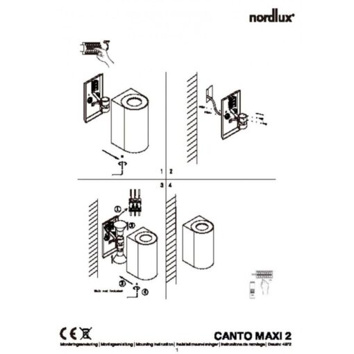 Nordlux Canto Maxi 2 Φωτιστικό Τοίχου Inox IP44 GU10  Μεταλλικό –  49721034