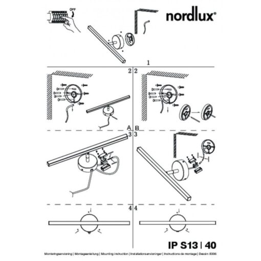 Nordlux Ip S13 40  Φωτιστικό Μπάνιου  Νικελ Ματ  IP44 LED 5.6W 3000K –  83061032