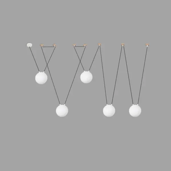 Faro Barcelona MINE GLASS SPACE Κρεμαστό 5Φωτο Φωτιστικό, Λευκού Χρώματος – 28375-5L