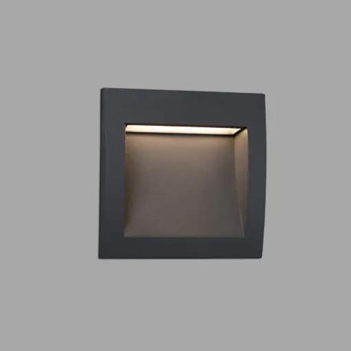 Faro Barcelona SEDNA SQ 140 Χωνευτό Φωτιστικό Τοίχου, Αδιάβροχο, Σκούρου Γκρι Χρώματος, LED 3W 3000K IP65 – 70148