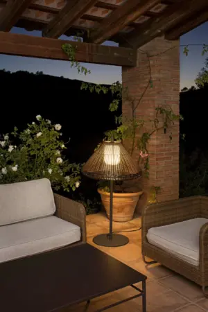 Faro Barcelona HUE OUT Επιδαπέδιο Φωτιστικό Εξωτερικού Χώρου, Ψάθινο Συνθετικό, IP44 – 71575-07