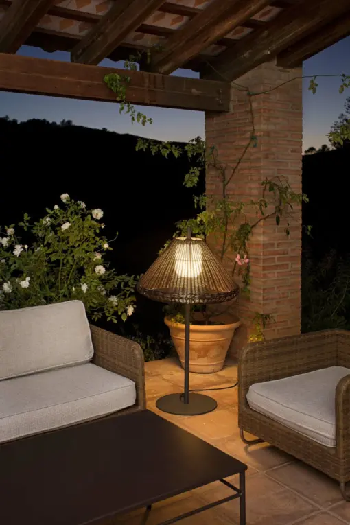 Faro Barcelona HUE OUT Επιδαπέδιο Φωτιστικό Εξωτερικού Χώρου, Ψάθινο Συνθετικό, IP44 – 71575-07