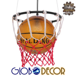 GloboStar® NBA 01027 Μοντέρνο Κρεμαστό Φωτιστικό Οροφής Μονόφωτο 1 x E27 Πορτοκαλί Μεταλλικό Πλέγμα Φ32 x Y58cm