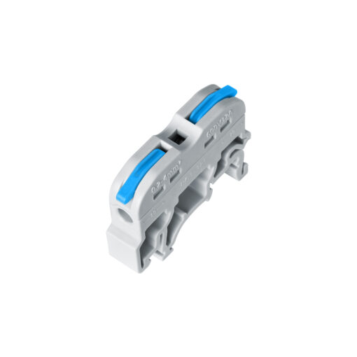 GloboStar® FAST-CONNECT 69903 Μονή Κλέμα Ράγας Ταχείας Σύνδεσης & Διακλάδωσης Καλωδίων για Ηλεκτρολογικούς Πίνακες – 1 x Είσοδος & 1 x Έξοδος με Συμβατή Διατομή Καλωδίων 0.2mm² έως 4mm² – 600V 32A Max – Μ4.5 x Π1 x Υ3.2cm – Γκρι & Μπλε – Πακέτο 10 Τεμαχίων – 5 Years Warranty