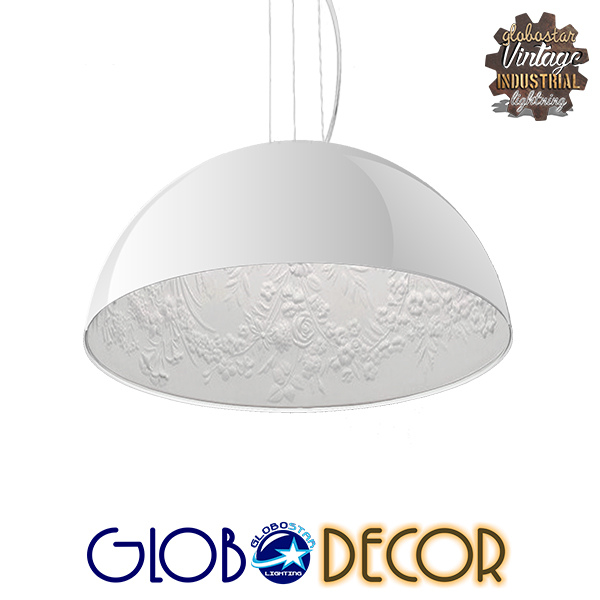 GloboStar® SERENIA WHITE 01152 Μοντέρνο Κρεμαστό Φωτιστικό Οροφής Μονόφωτο Λευκό Γύψινο Καμπάνα Φ40 x 19cm
