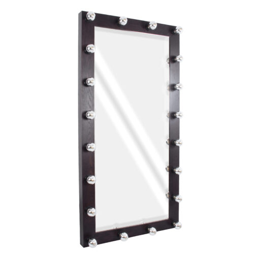 GloboStar® MAKEUP MIRROR-160×80-2 Μοντέρνος Καθρέπτης Μακιγιάζ με Πλαίσιο Φυσικού Ξύλου με Διακόπτη On/Off 20 x E27 AC220-240V – Μ80 x Π7 x Υ160cm – Καφέ Wenge