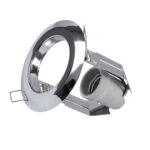 GloboStar® ACIDA 77847 Χωνευτή Στρογγυλή Μεταλλική Βάση Μπετού για Λάμπα R63 με Ντουί E27 AC 220-240V IP20 Φ11 x Υ11cm – Νίκελ – 5 Years Warranty