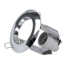 GloboStar® ACIDA 77847 Χωνευτή Στρογγυλή Μεταλλική Βάση Μπετού για Λάμπα R63 με Ντουί E27 AC 220-240V IP20 Φ11 x Υ11cm – Νίκελ – 5 Years Warranty