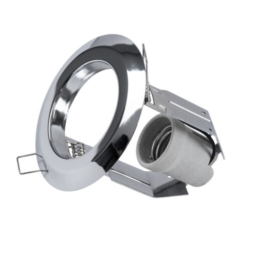 GloboStar® ACIDA 77847 Χωνευτή Στρογγυλή Μεταλλική Βάση Μπετού για Λάμπα R63 με Ντουί E27 AC 220-240V IP20 Φ11 x Υ11cm – Νίκελ – 5 Years Warranty