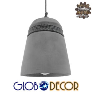 GloboStar® FELINI 01321 Μοντέρνο Industrial Κρεμαστό Φωτιστικό Οροφής Μονόφωτο Γκρι Τσιμέντο Καμπάνα Φ18 x Y26cm