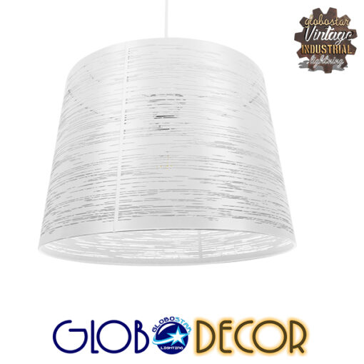GloboStar® ACCADEMIA 01557 Μοντέρνο Industrial Κρεμαστό Φωτιστικό Οροφής Μονόφωτο 1 x E27 Μεταλλικό Λευκό Καμπάνα Φ35 x Υ25cm