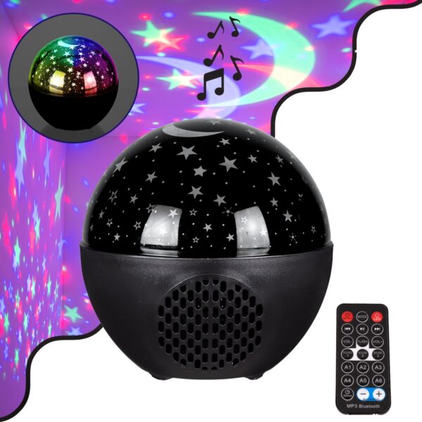 GloboStar® 79599 Επιτραπέζιο Διακοσμητικό Φωτιστικό Ειδικών Εφε NIGHT SKY STARS LED 10W DC 5V 2200mAh Επαναφορτιζόμενο με Bluetooth Speaker – Sound Activated – Καλώδιο Τροφοδοσίας USB και Ασύρματο Χειριστήριο RF 2.4Ghz Πολύχρωμo RGB Dimmable