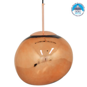 GloboStar® DIXAR 01465 Μοντέρνο Κρεμαστό Φωτιστικό Οροφής Μονόφωτο 1 x E27 Γυάλινο Χάλκινο Φ36 x Υ45cm