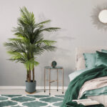 GloboStar® Artificial Garden NAPOLI 20495 Διακοσμητικό Κεραμικό Κασπώ Γλάστρα – Flower Pot Γκρι Μπλε με Χρυσό Φ20 x Υ20cm