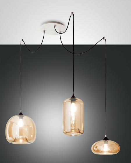 Κρεμαστό Φωτιστικό   Fabas Luce Fiona 3X E27 Μελί     – 3496-47-125