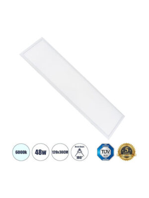 GloboStar Παραλληλόγραμμο Χωνευτό LED Panel Ισχύος 48W με Ψυχρό Λευκό Φως 2τμχ. 120×30εκ. -60212GS