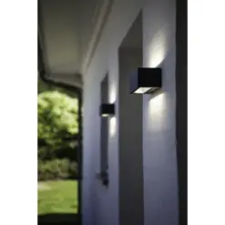 Lutec Gemini Square Large Φωτιστικό Τοίχου Up&Down Εξωτερικού Χώρου Σκούρο Γκρι LED IP54 3300lm 4000K – 5189104118