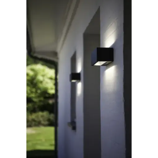 Lutec Gemini Square Large Φωτιστικό Τοίχου Up&Down Εξωτερικού Χώρου Σκούρο Γκρι LED IP54 3300lm 4000K – 5189104118