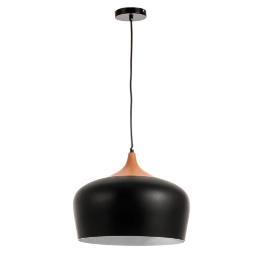 InLight Κρεμαστό φωτιστικό από μαύρο μέταλλο και ξύλο (4387-BL)