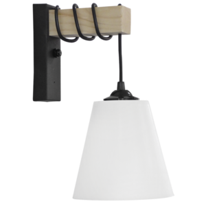 Φωτιστικό τοίχου FUN-01ΑΡ SQUARE  Μαύρο -Λευκό Απλίκα Ξύλο Heronia – 31-1225